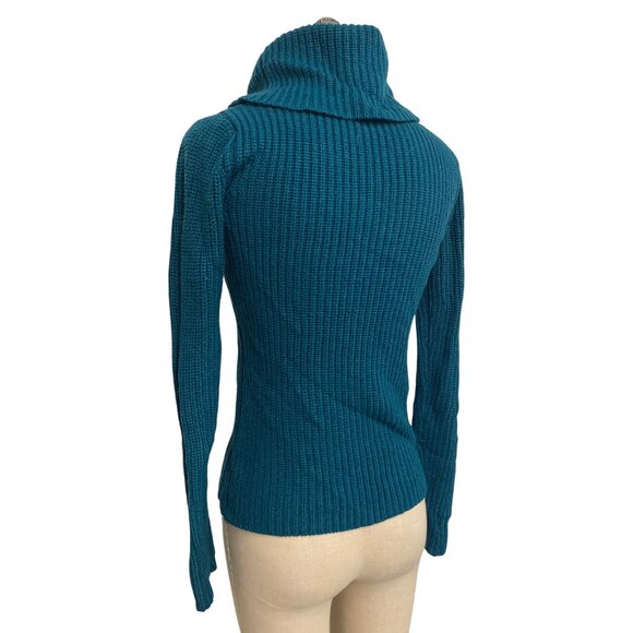 Vintage ForenzaTeal Turtleneck Sweater Long Sleeve Ribbed Knit Womens Size S - Picture 7 of 12